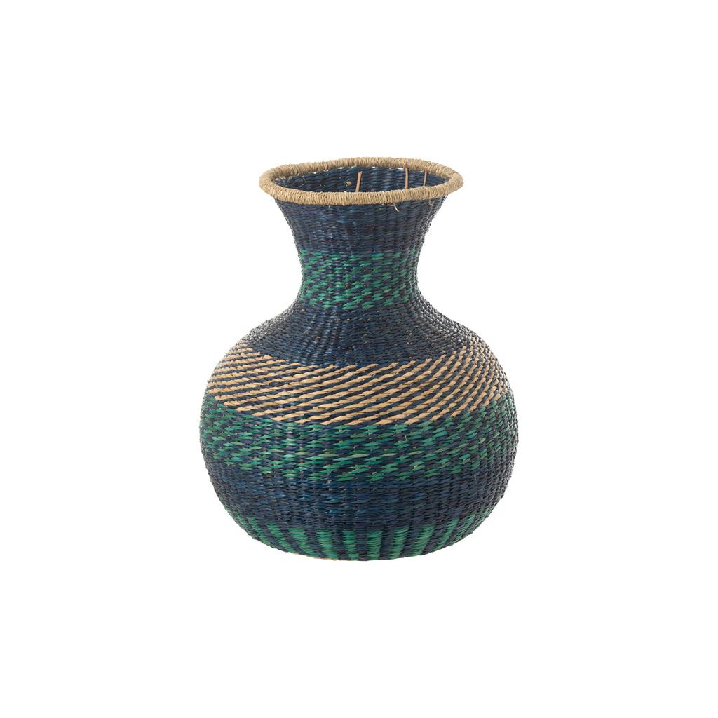 Vase Louisa Rayures en Seagrass Bleu Foncé/Azur | Designix -     - https://designix.fr