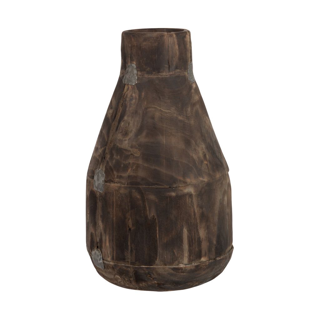 Vase ancien en bois de saule marron de grande taille | Designix -     - https://designix.fr