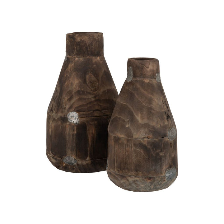 Vase ancien en bois de saule marron de petite taille | Designix -     - https://designix.fr