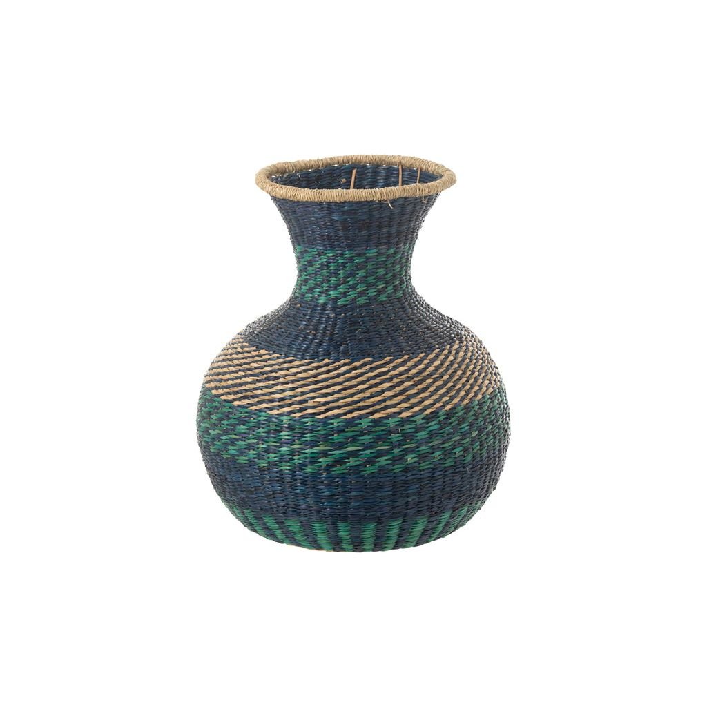 Vase Rayé Seagrass Bleu Foncé - Designix