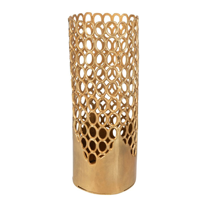 Grand vase rond en aluminium doré. | Designix -     - https://designix.fr