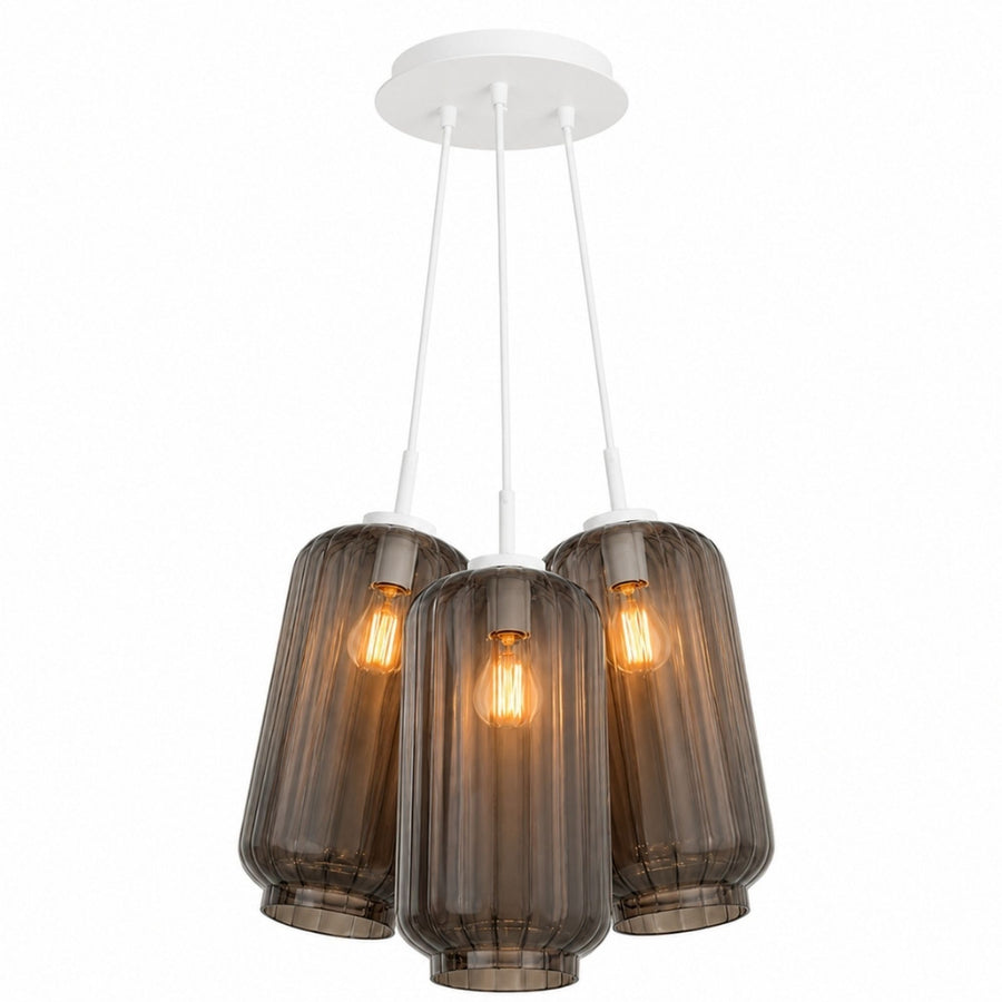 Suspension grappe Velo 3 lumières, verres Ø 18 cm