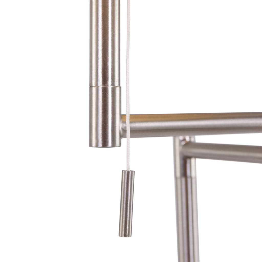 Détail de l'articulation du bras orientable et de la douille E27 en acier brossé