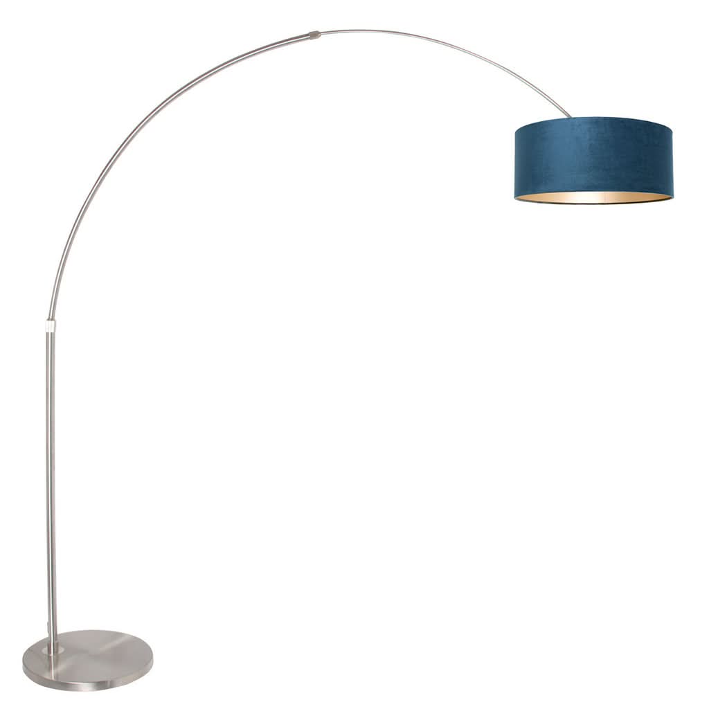 Lampe arquée velours bleu