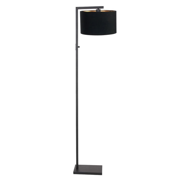 Lampe Sol Noir Avec Abat-Jour Lin