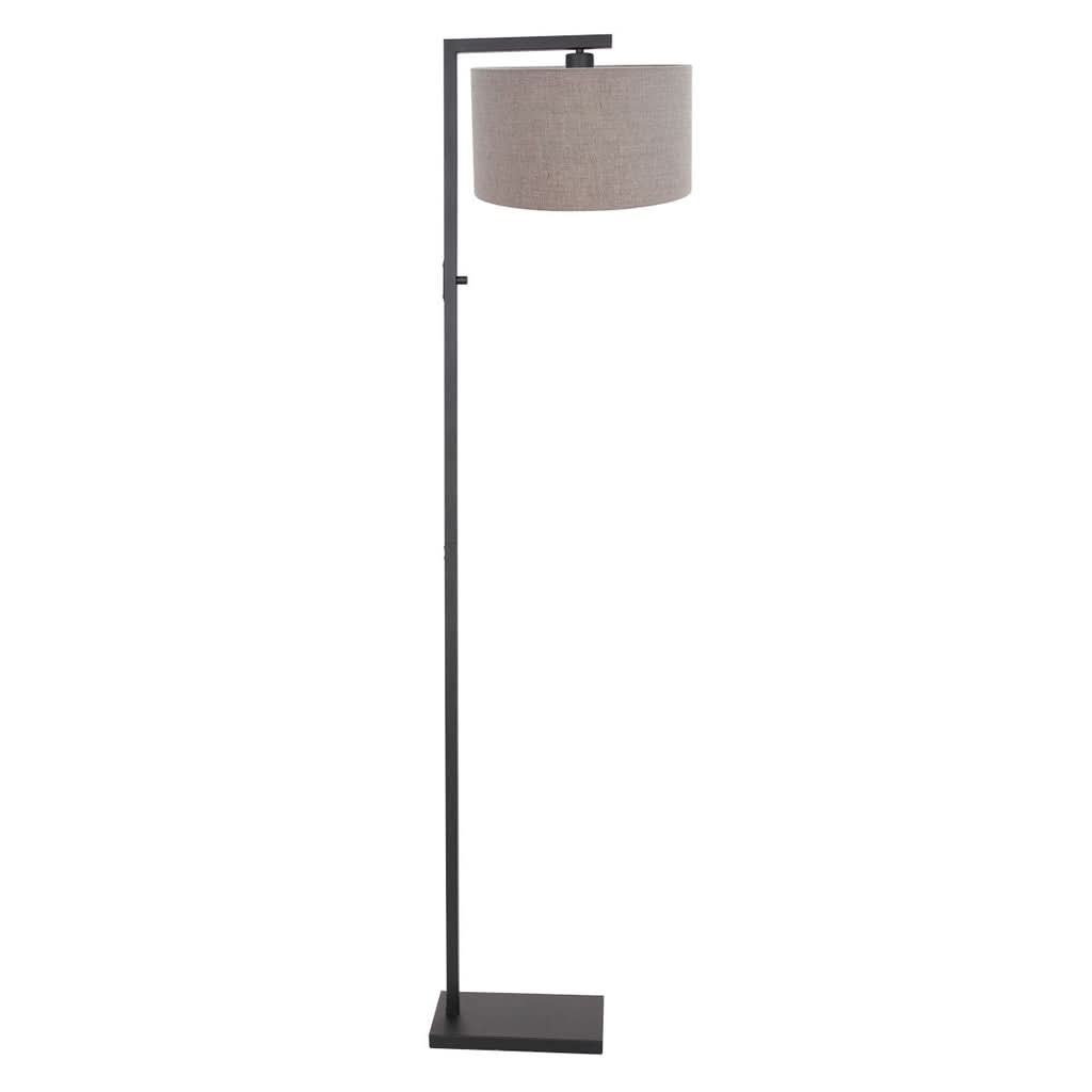 Lampe sur pied 8217ZW Noir + Abat-jour en Lin Gris | Designix - - https://designix.fr