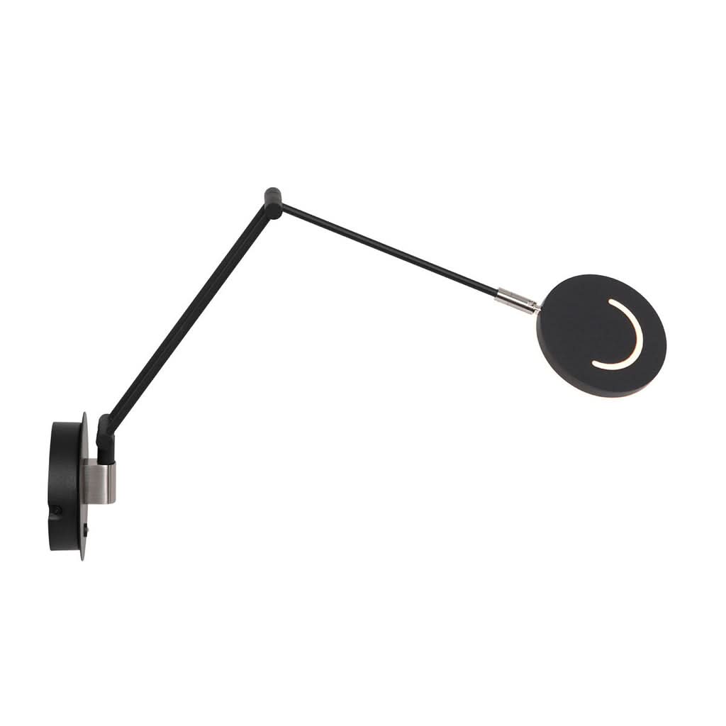 Applique murale design noir Éclio, bras articulé déplié et disque LED – Designix.fr