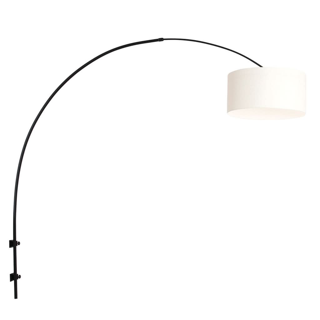 Applique liseuse lin blanc, grand arc noir réglable Ø 30 cm | Linéa