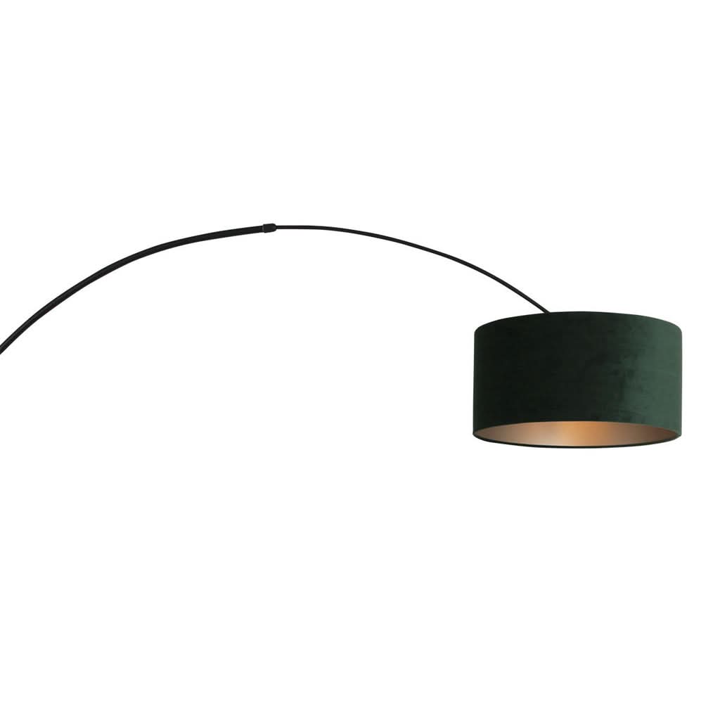 Grande applique murale arc velours vert, bras noir réglable 175 cm | Sparkled