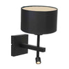 Applique murale Stang 7193ZW Noir + Abat-jour en lin noir