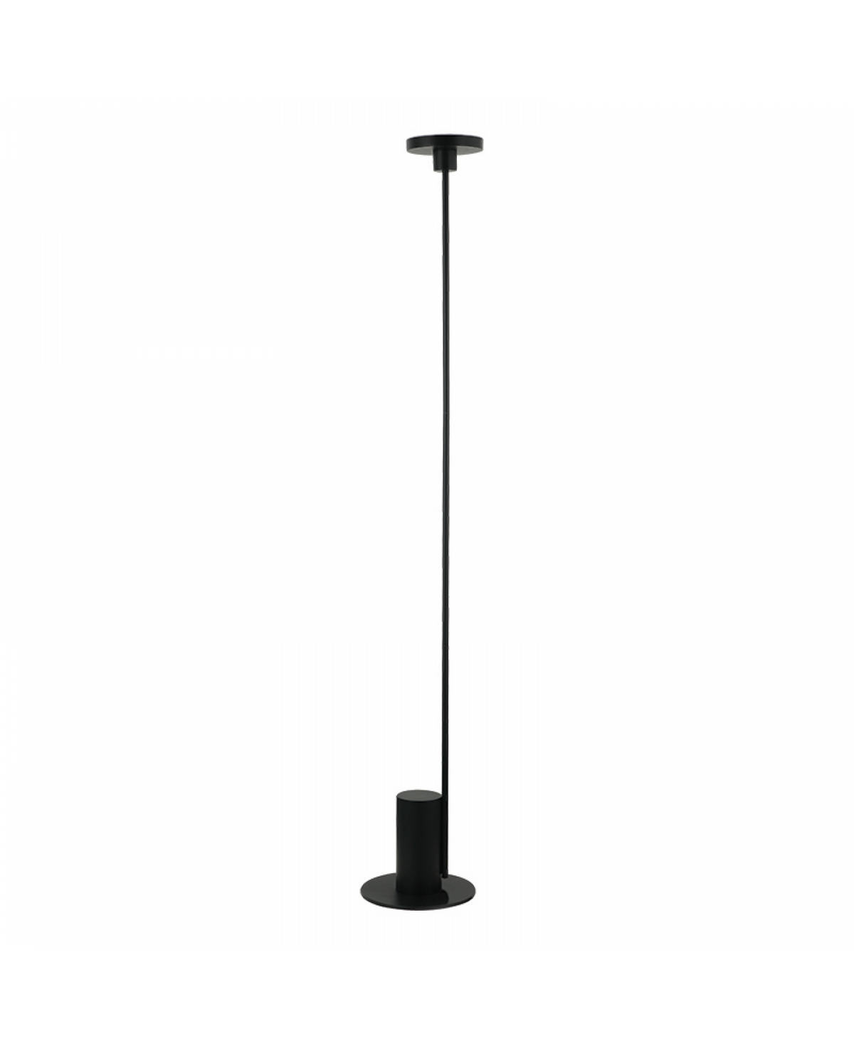 Produit seul sur fond blanc, lampe sur pied fine avec socle cylindrique noir