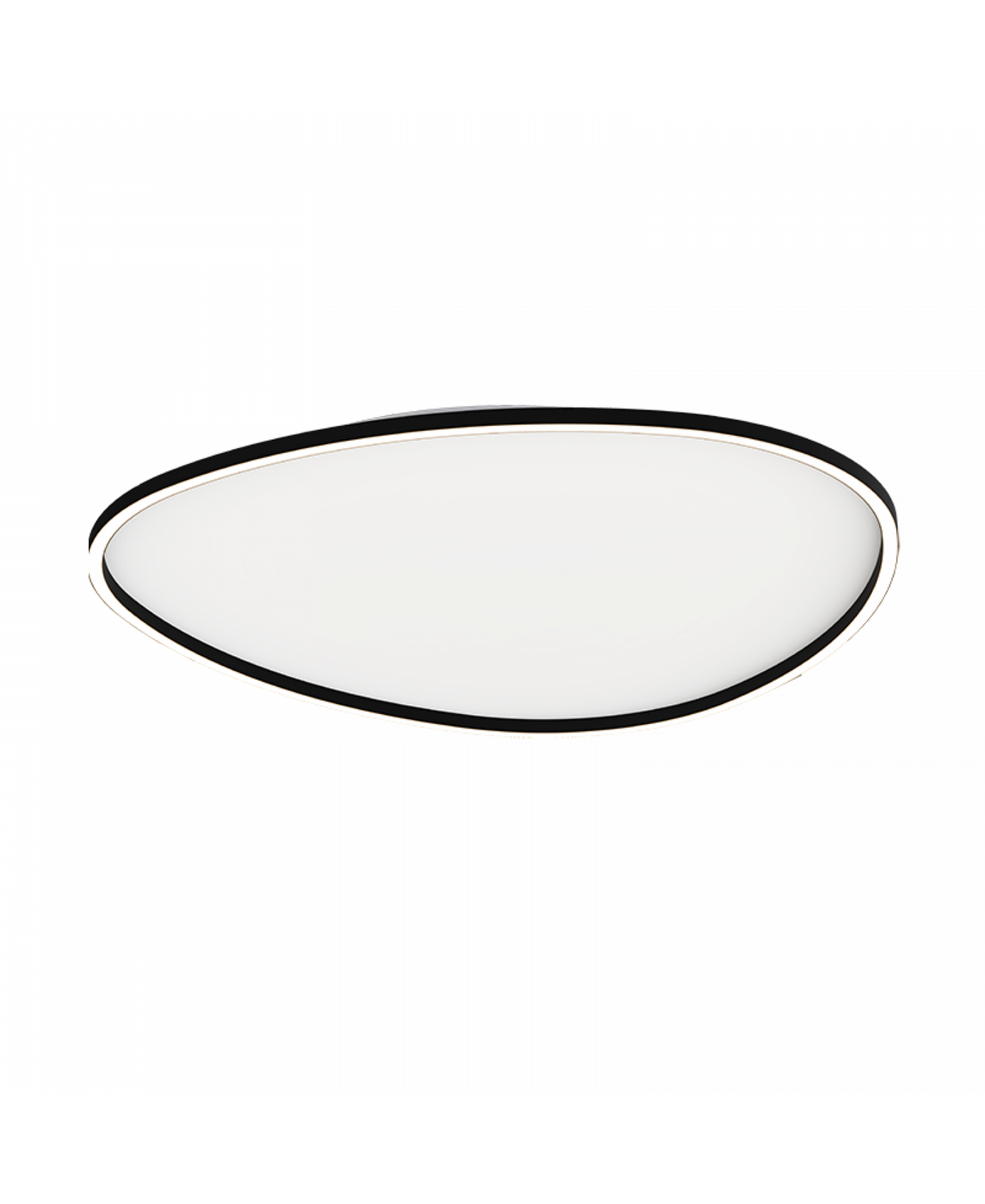 Autre angle du plafonnier ovale, soulignant la finesse du cerclage sombre