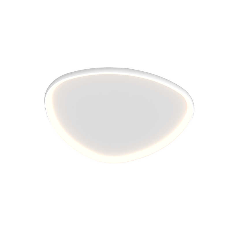 Vue rapprochée du diffuseur blanc mat et de son liseré lumineux périphérique