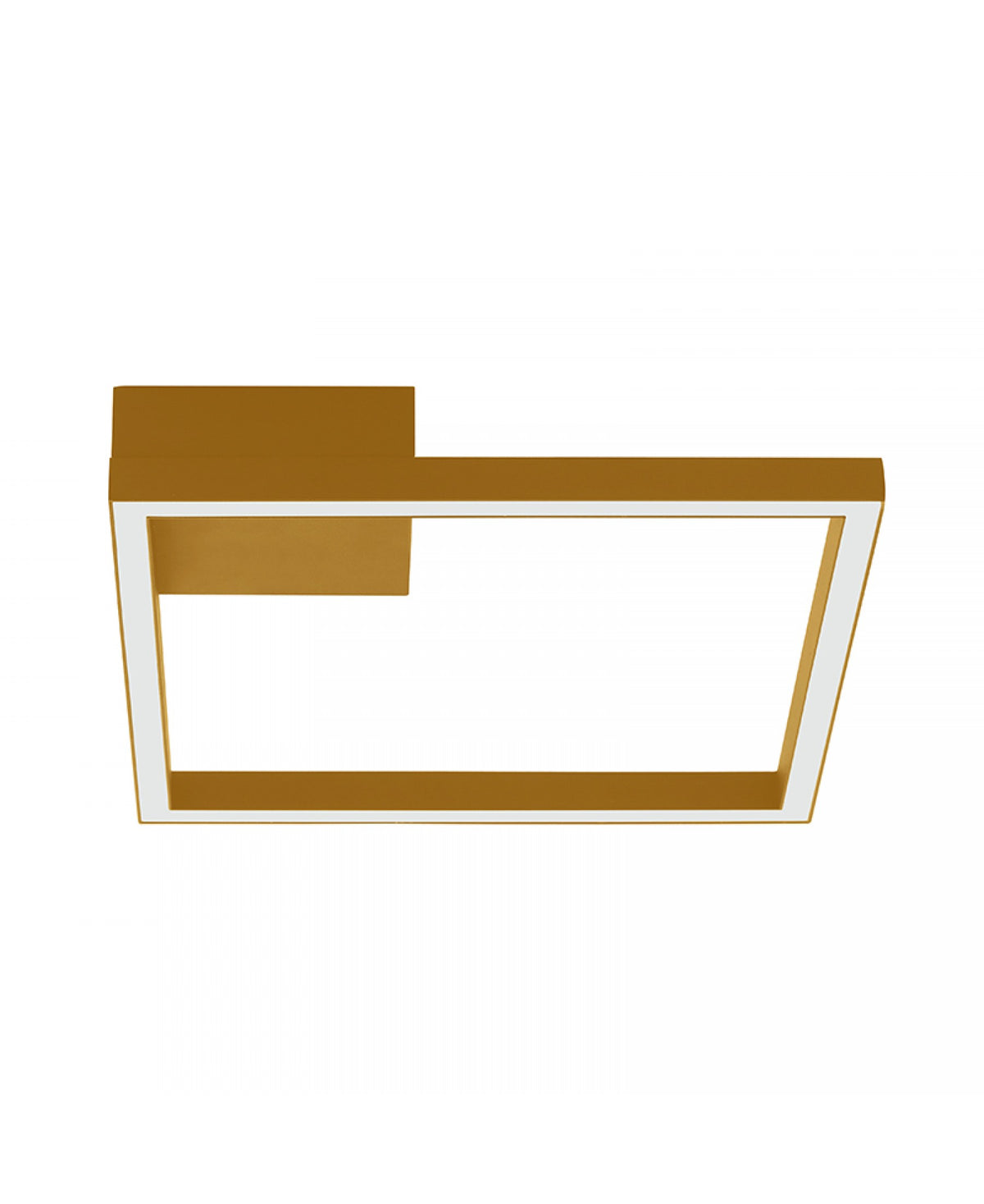 Détail du profil or brossé et du bandeau lumineux blanc du plafonnier