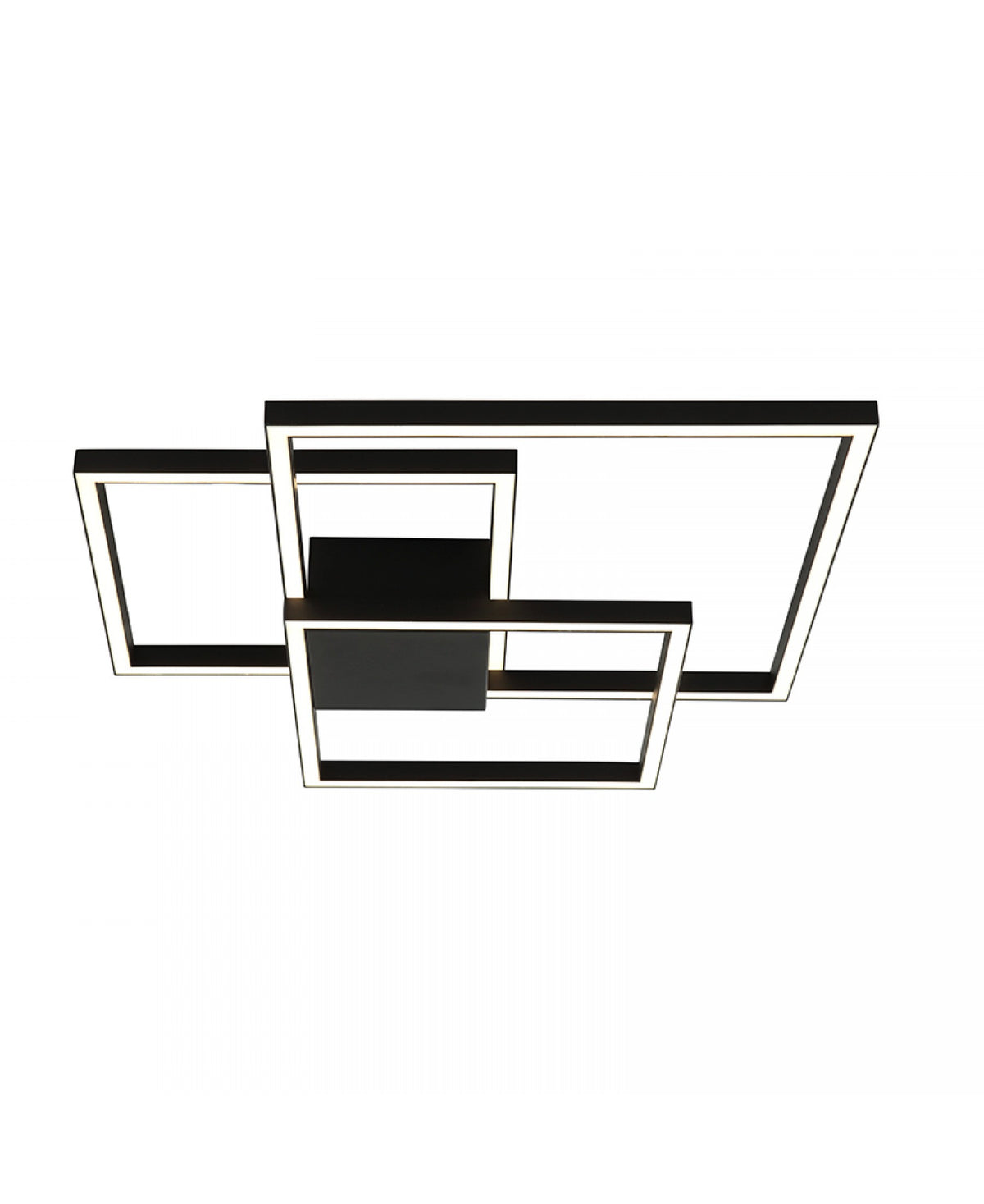 Détail rapproché de la structure rectangulaire noire et de la partie centrale éclairante