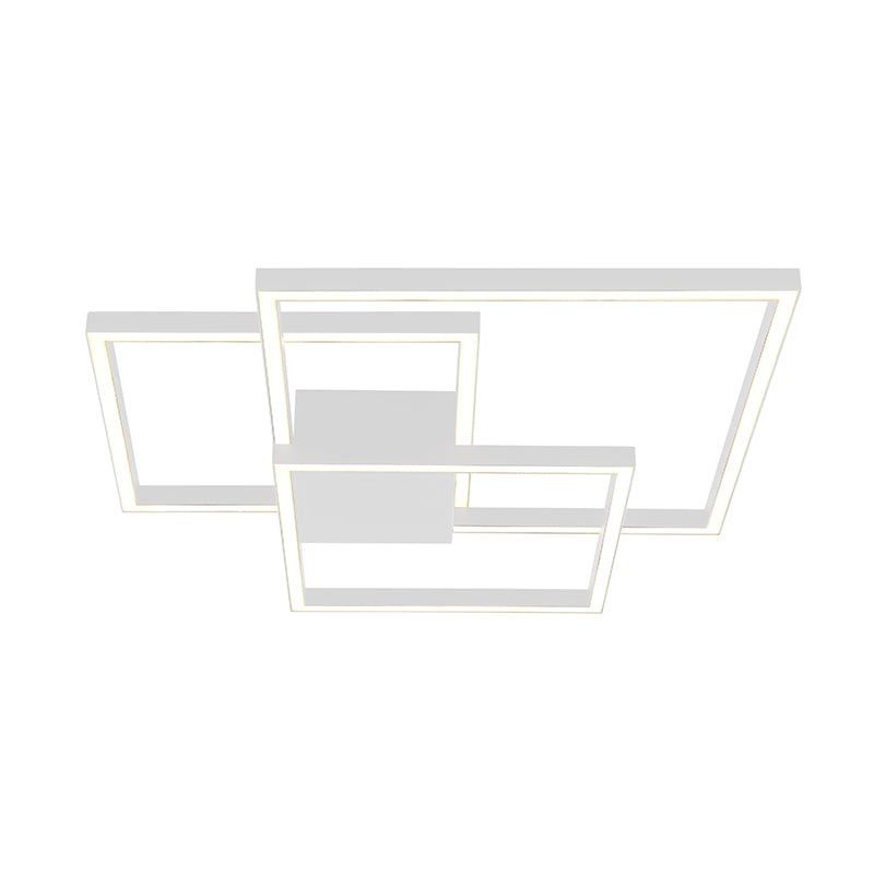 Vue rapprochée montrant la superposition des cadres rectangulaires et la platine centrale blanche.