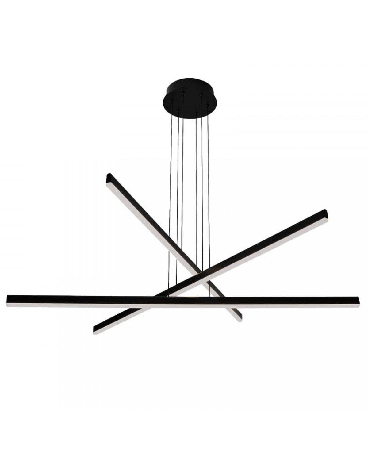 Plan large sur la suspension design, structure géométrique noire sur fond blanc neutre