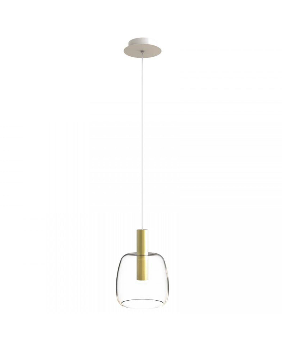 Détail du pavillon de plafond blanc et de la douille dorée dans le verre