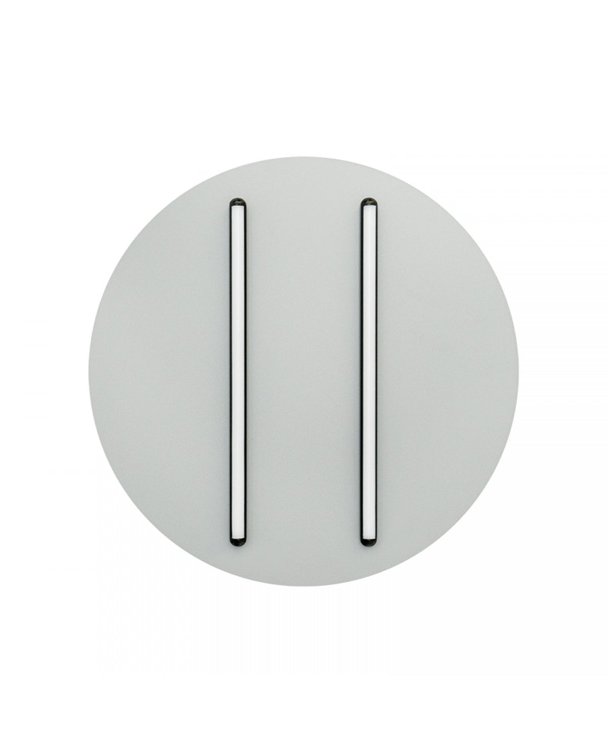 Second plan large du plafonnier rond, détail des diffuseurs blancs bordés
