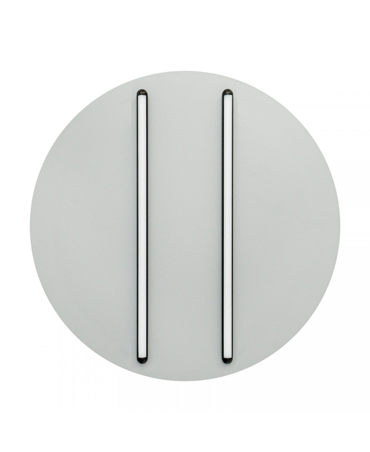 Nouvelle présentation du luminaire rond, mettant en valeur la finition gris sable et noire.