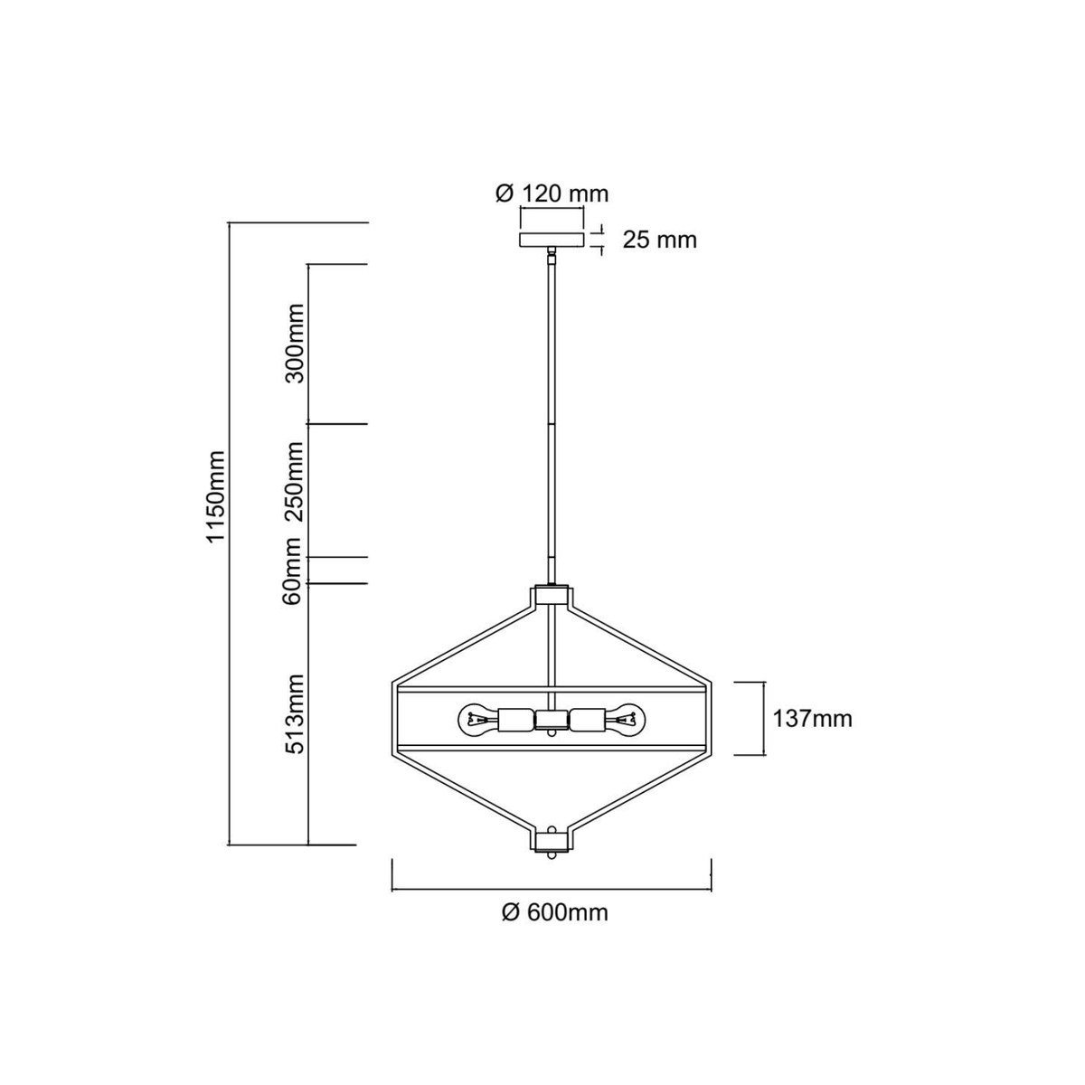 Suspension Zundo 60, abat-jour tissu