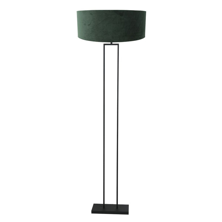 Lampe sur pied noire Stang 3853ZW avec douille E27 et abat-jour en velours vert | Designix - - https://designix.fr