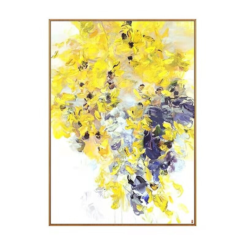 Abstract Modern Oil Painting Hand Painted Canvas Decorative Wall Picture Cuadro Decorativo Living Room Large Yellow Original Art | Designix - 0 60x80cm No frame A  - https://designix.fr/