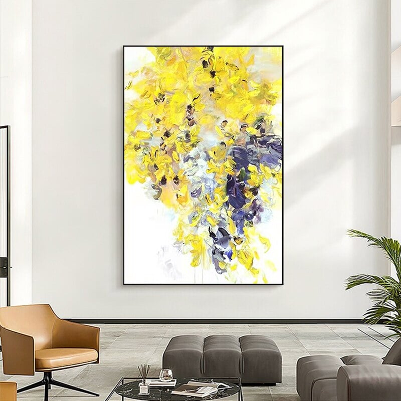 Abstract Modern Oil Painting Hand Painted Canvas Decorative Wall Picture Cuadro Decorativo Living Room Large Yellow Original Art | Designix - 0    - https://designix.fr/