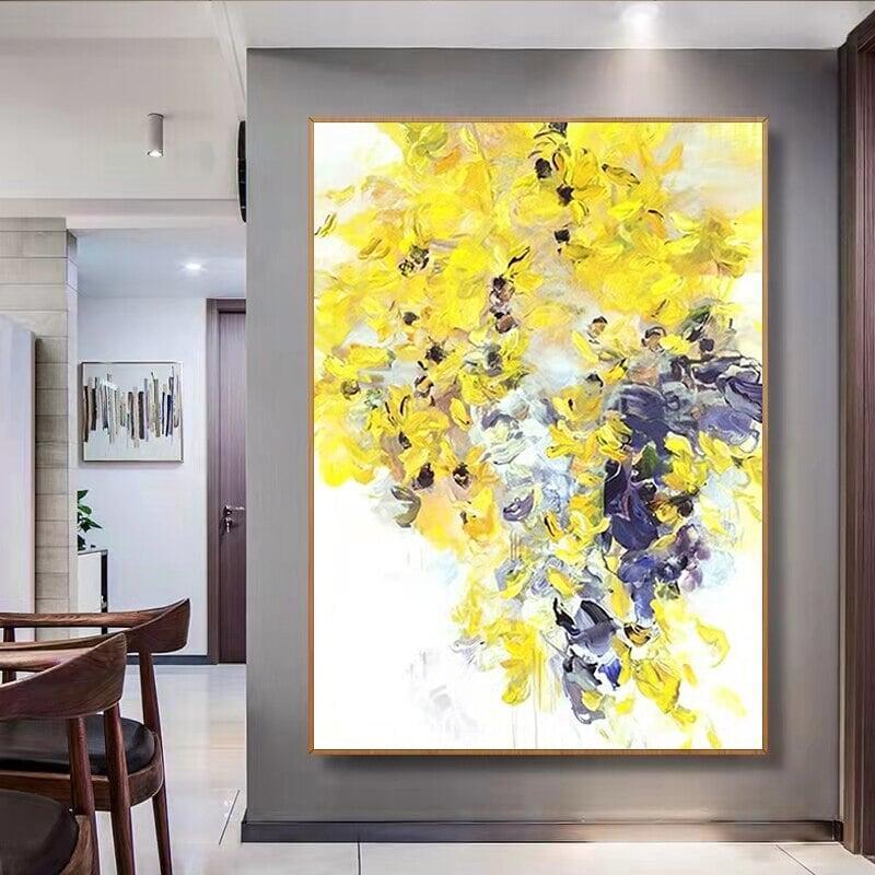 Abstract Modern Oil Painting Hand Painted Canvas Decorative Wall Picture Cuadro Decorativo Living Room Large Yellow Original Art | Designix - 0    - https://designix.fr/