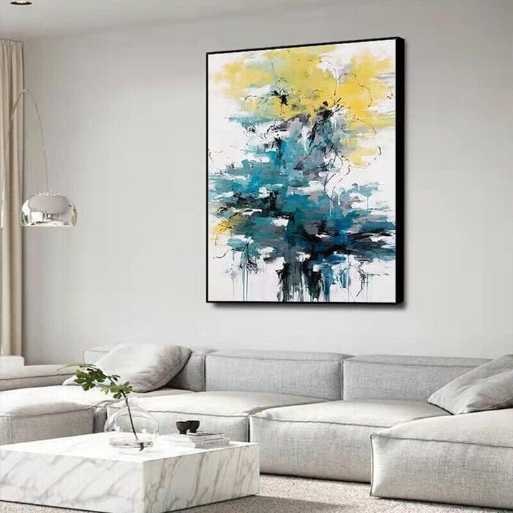 Abstract Modern Oil Painting Hand Painted Canvas Decorative Wall Picture Cuadro Decorativo Living Room Large Yellow Original Art | Designix - 0    - https://designix.fr/