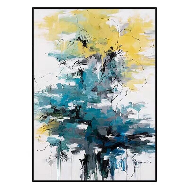 Abstract Modern Oil Painting Hand Painted Canvas Decorative Wall Picture Cuadro Decorativo Living Room Large Yellow Original Art | Designix - 0 60x80cm No frame B  - https://designix.fr/