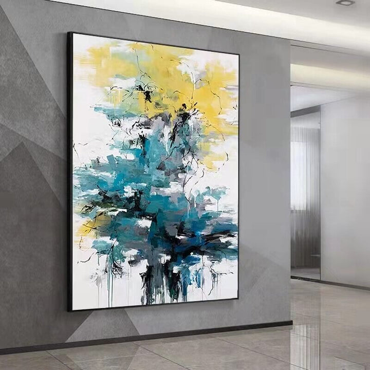 Abstract Modern Oil Painting Hand Painted Canvas Decorative Wall Picture Cuadro Decorativo Living Room Large Yellow Original Art | Designix - 0    - https://designix.fr/