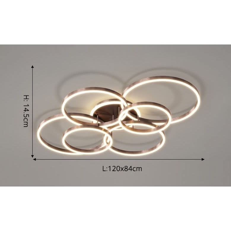 Anneaux LED Lustre Ajustable | Ena - Designix Plafonnier Café | 7 têtes Blanc Chaud