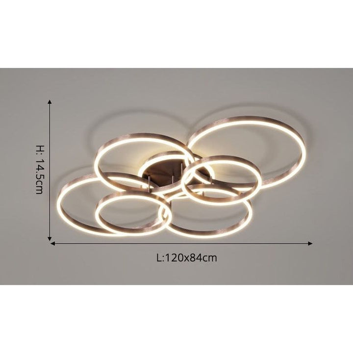 Anneaux LED Lustre Ajustable | Ena - Designix Plafonnier Café | 7 têtes Blanc Chaud