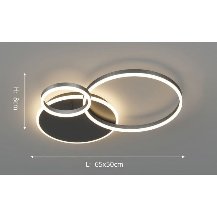 Anneaux LED Lustre Ajustable | Ena - Designix Plafonnier Noir | 3 têtes Blanc Chaud