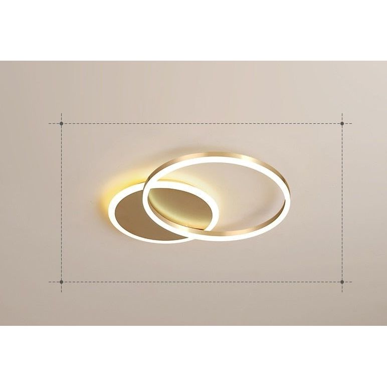 Anneaux LED Lustre Ajustable | Ena - Designix Plafonnier Or | 2 têtes Blanc Chaud