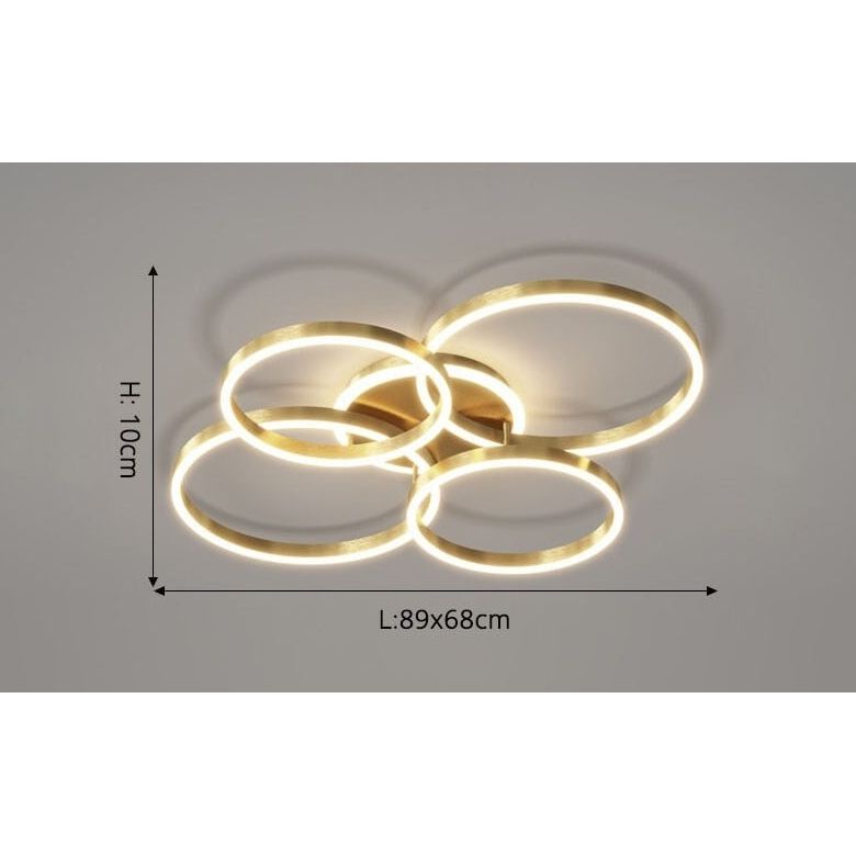 Anneaux LED Lustre Ajustable | Ena - Designix Plafonnier Or | 5 têtes Blanc Chaud