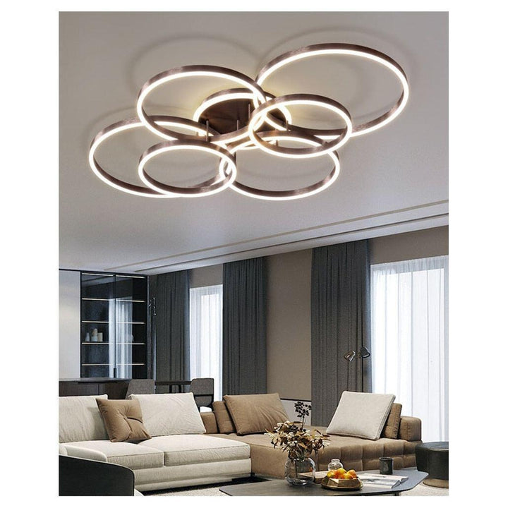 Anneaux LED Lustre Ajustable | Ena - Designix Plafonnier Or | 7 têtes Blanc Chaud