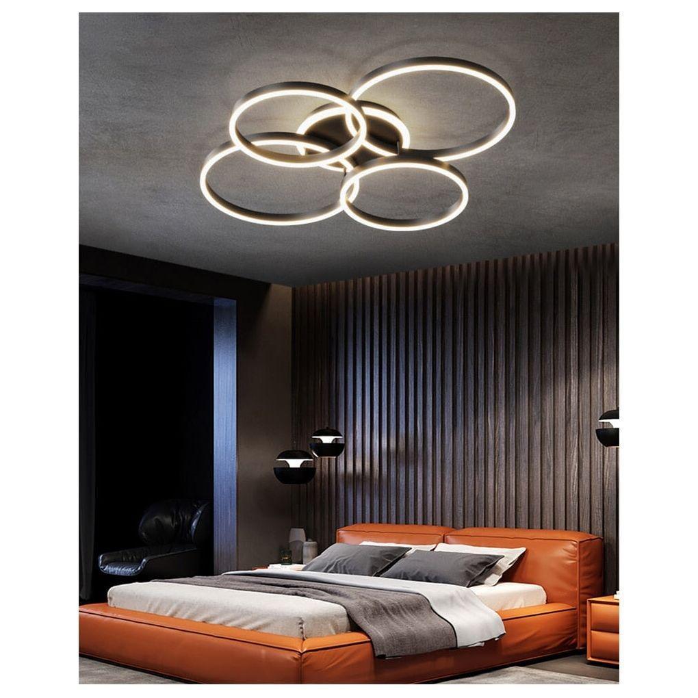 Anneaux LED Lustre Ajustable | Ena - Designix Plafonnier Or | 7 têtes Blanc Chaud