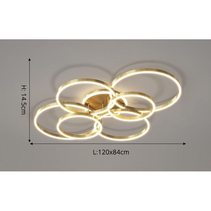 Anneaux LED Lustre Ajustable | Ena - Designix Plafonnier Or | 7 têtes Blanc Chaud