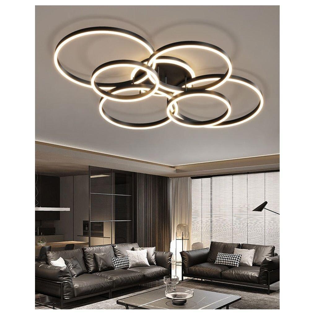 Anneaux LED Lustre Ajustable | Ena - Designix Plafonnier Or | 7 têtes Blanc Chaud