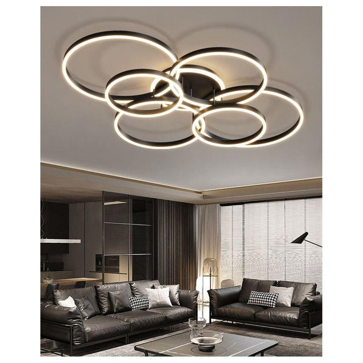 Anneaux LED Lustre Ajustable | Ena - Designix Plafonnier Or | 7 têtes Blanc Chaud