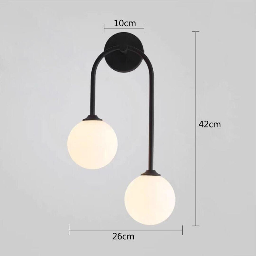 Applique Murale Chambre | Boule de Verre - Designix Applique Murale Noir - Droit Blanc Chaud (2700 - 3500K)