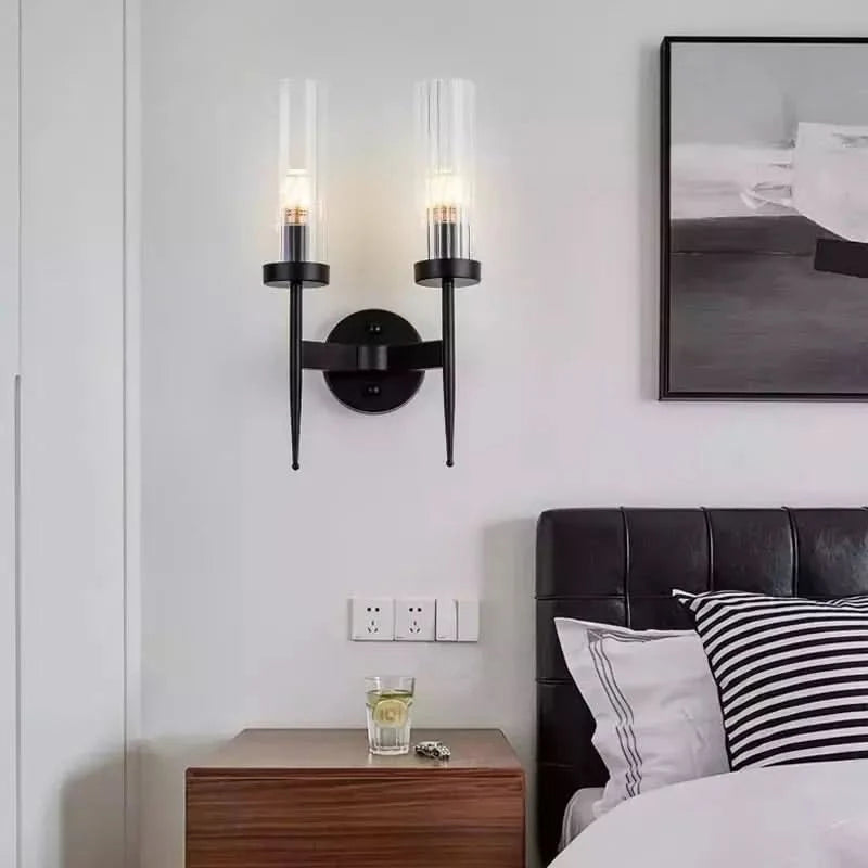Applique Murale Chandelier | Chandelier - Designix Applique Murale Deux têtes Noir Blanc Chaud