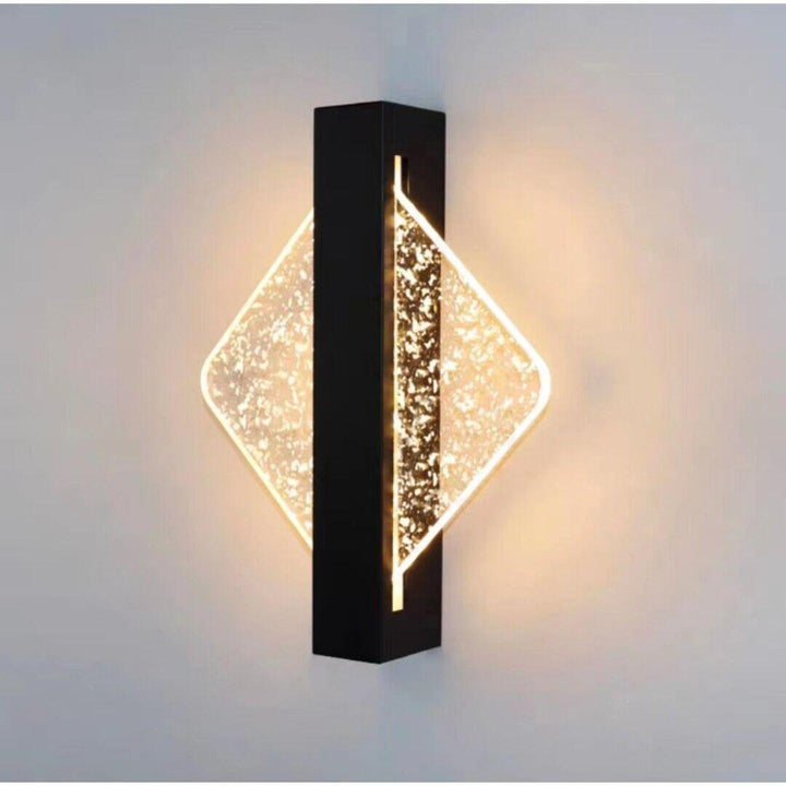 Applique Murale LED | Orbit - Designix Applique Murale Carré | Noir avec Feuille argenté Blanc chaud (2700 - 3500K)
