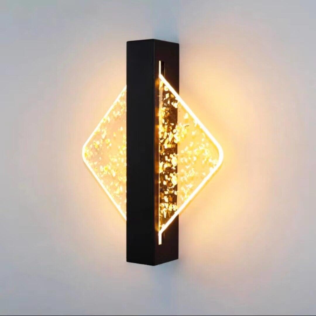 Applique Murale LED | Orbit - Designix Applique Murale Carré | Noir avec Feuille doré Blanc chaud (2700 - 3500K)