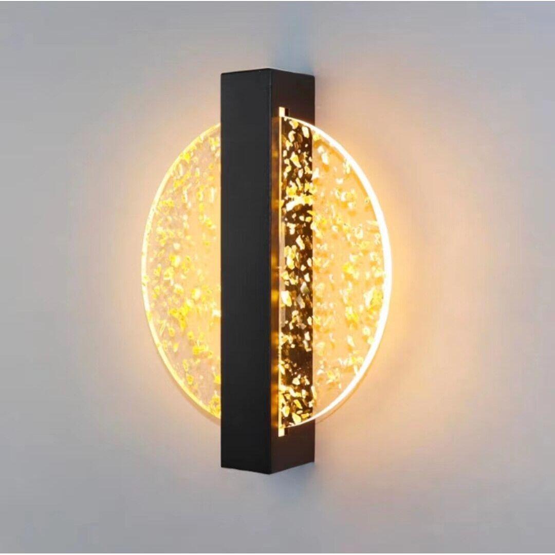 Applique Murale LED | Orbit - Designix Applique Murale Rond | Noir avec Feuille doré Blanc chaud (2700 - 3500K)