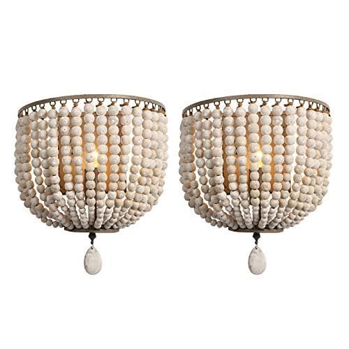 Applique Rétro Perles Bois | Rigo - Designix Applique Murale 2 Blanc