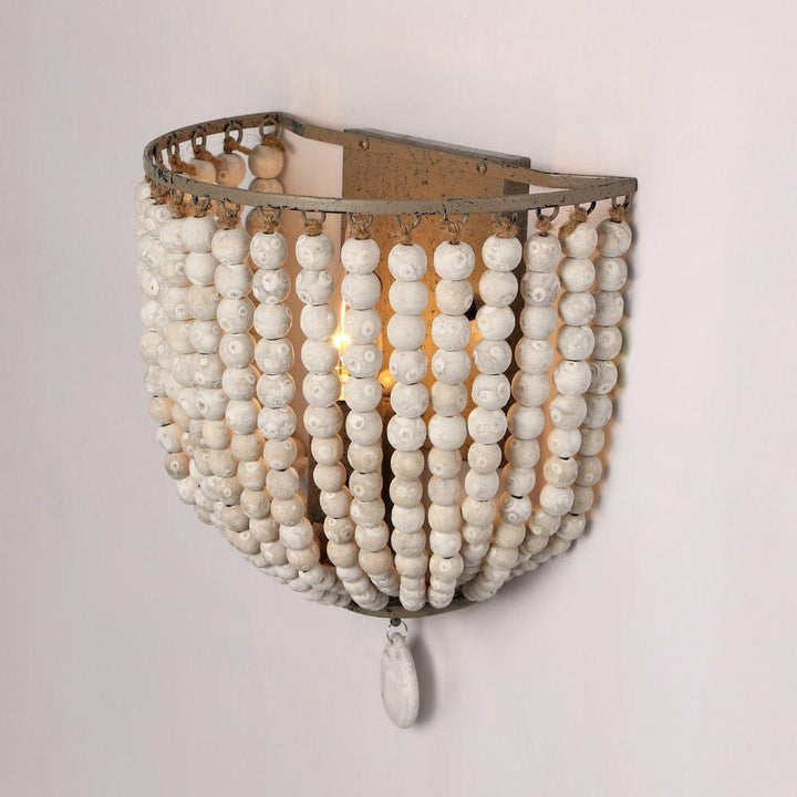 Applique Rétro Perles Bois | Rigo - Designix Applique Murale 2 Blanc