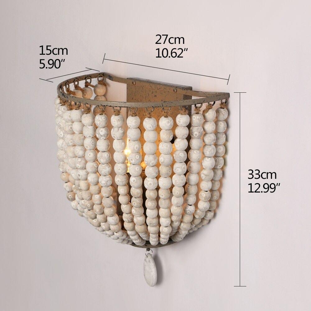 Applique Rétro Perles Bois | Rigo - Designix Applique Murale Blanc